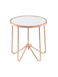 Alivia End Table, Frosted Glass & Rose Gold-Side Tables and End Tables-Glass & Rose Gold-Glass Metal Tube-JadeMoghul Inc.