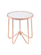 Alivia End Table, Frosted Glass & Rose Gold-Side Tables and End Tables-Glass & Rose Gold-Glass Metal Tube-JadeMoghul Inc.