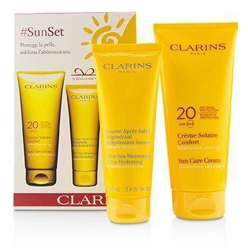 All Skincare SunSet Kit: Sun Care Cream SPF 20 200ml/7oz + After Sun Moisturizer 100ml/3.4oz - 2pcs Clarins
