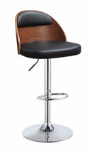 Alluring Adjustable Stool with Swivel, Black & Walnut Brown-Bar Stools and Counter Stools-Black & Walnut Brown-PU Wood Metal Gas Lift-JadeMoghul Inc.