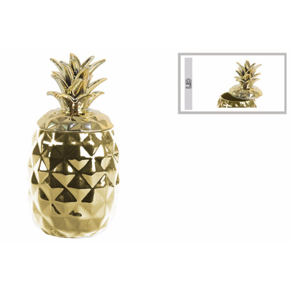 Alluring Ceramic Pineapple Canister- Gold- Benzara-Canisters-Gold-Ceramic-JadeMoghul Inc.