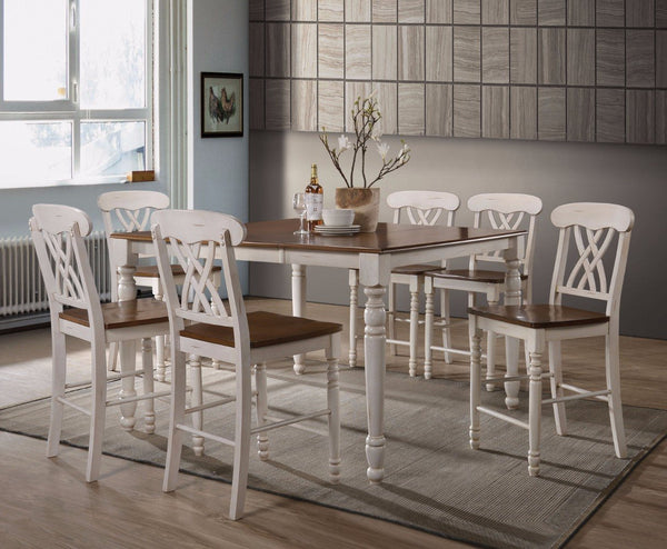 Alluring Counter Height Table, White and Brown-Console Tables-White & Brown-Rbw MDF Rbw Veneer-JadeMoghul Inc.