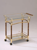 Alluring Serving Cart, Golden Plated & Clear Glass