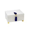 Alluring Wooden BOX WIth AGATE, BLUE And WHITE-Decorative Boxes-White & Blue-Wood-JadeMoghul Inc.