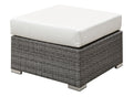 Aluminium Frame Faux Polyester Square Ottoman, Small, White and Gray-Ottoman-Gray And White-Aluminium Faux Polyester and Wicker Wood-JadeMoghul Inc.