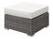 Aluminium Frame Faux Polyester Square Ottoman, Small, White and Gray-Ottoman-Gray And White-Aluminium Faux Polyester and Wicker Wood-JadeMoghul Inc.