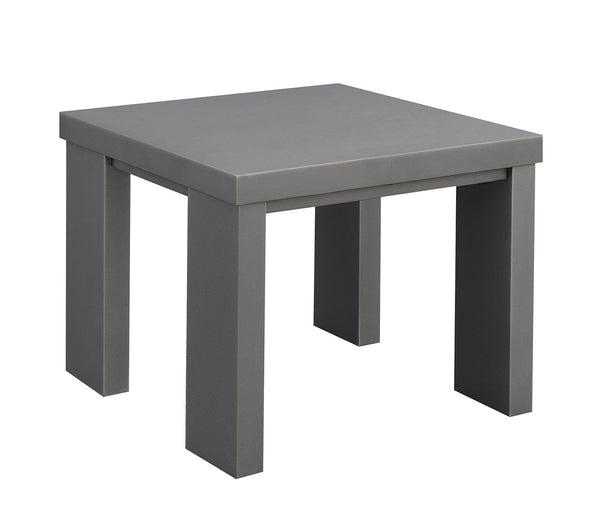 Aluminum Framed End Table with Plank Style Top, Gray-End Tables-Gray-Aluminum-JadeMoghul Inc.