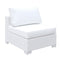 Aluminum Framed Wicker Armless Chair with Fabric Upholstered Padded Seat, White-Accent Chairs-White-Aluminum Fabric and Wicker-JadeMoghul Inc.