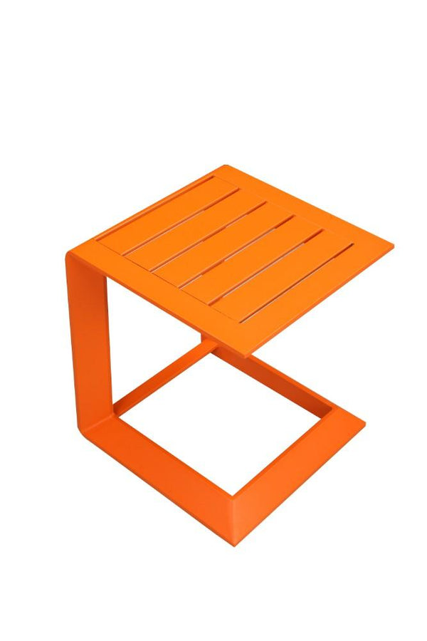 Aluminum Side Table, Orange-Side Tables and End Tables-ORANGE-Aluminum Frame-JadeMoghul Inc.