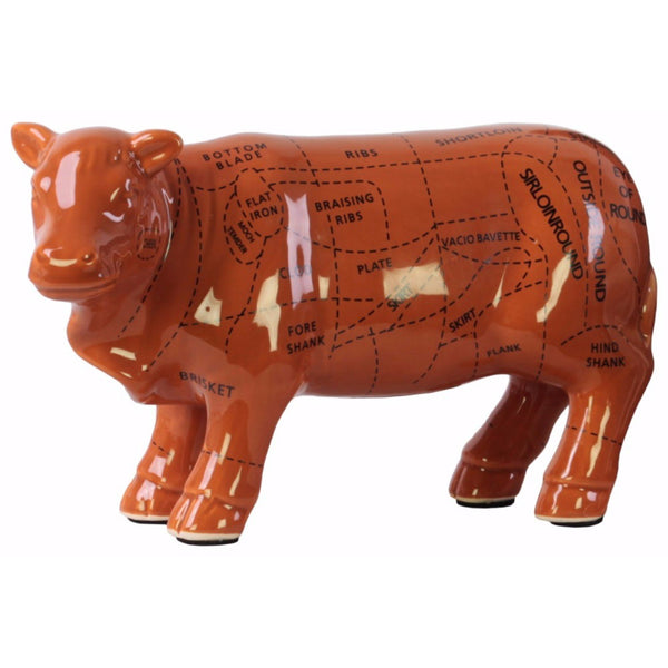 Amazingly Crafted Ceramic Beef Cut Chart Figurine- Brown- Benzara-Statues-Brown-Ceramic-JadeMoghul Inc.