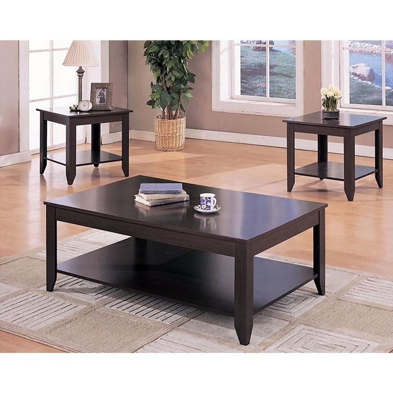Amazingly Designed 3 Piece occasional table set, Brown-Coffee Table Sets-BROWN-SOLIDWOOD-JadeMoghul Inc.