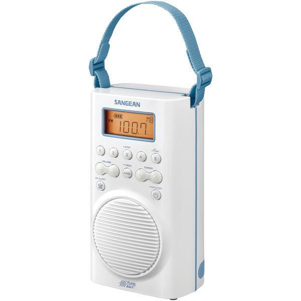 AM/FM/Weather Alert Waterproof Shower Radio (White)-Clocks & Radios-JadeMoghul Inc.