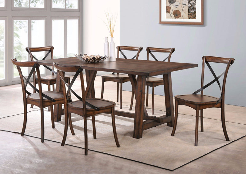 Amiable Dining Table, Dark Oak Brown-Dining Tables-Dark Oak Brown-Rbw MDF Oak Veneer-JadeMoghul Inc.