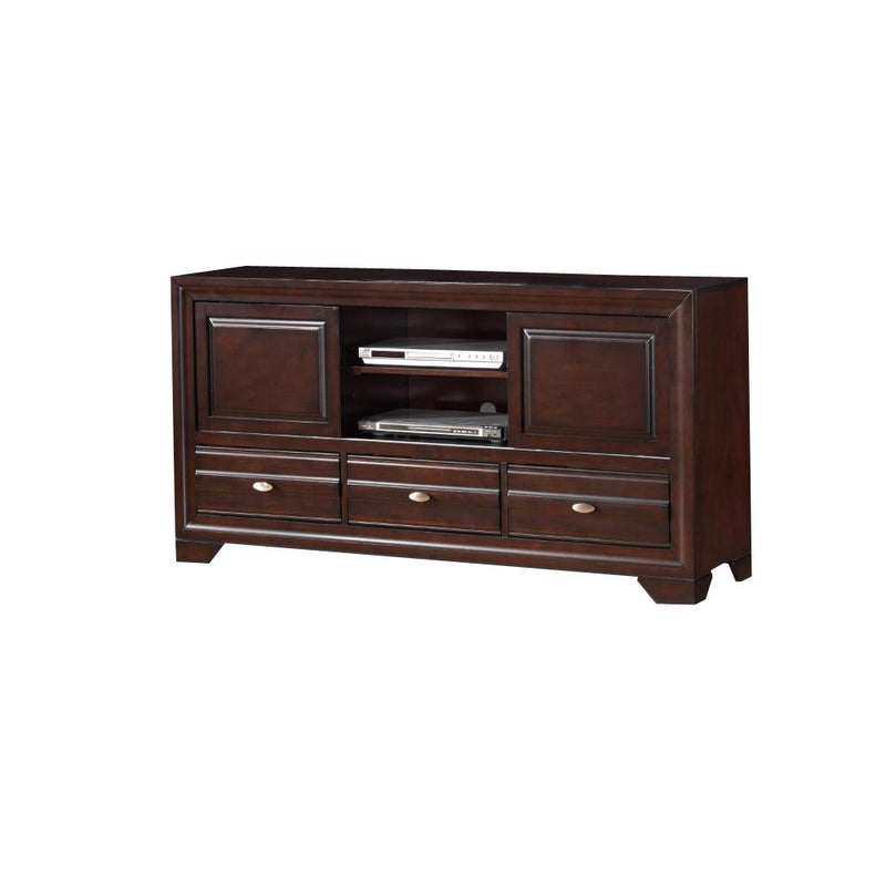 Amiable Entertainment TV Stand, Dark Brown-Entertainment Centers and Tv Stands-Dark Brown-Wood-JadeMoghul Inc.