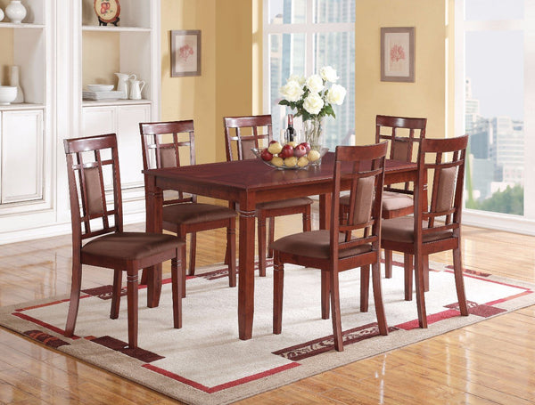Amiable Wooden Dining Table With Rectangular Top, Cherry-Dining Tables-Cherry Brown-Rbw Birch Veneer MDF Other: RbwCashew Wood&MDF-JadeMoghul Inc.