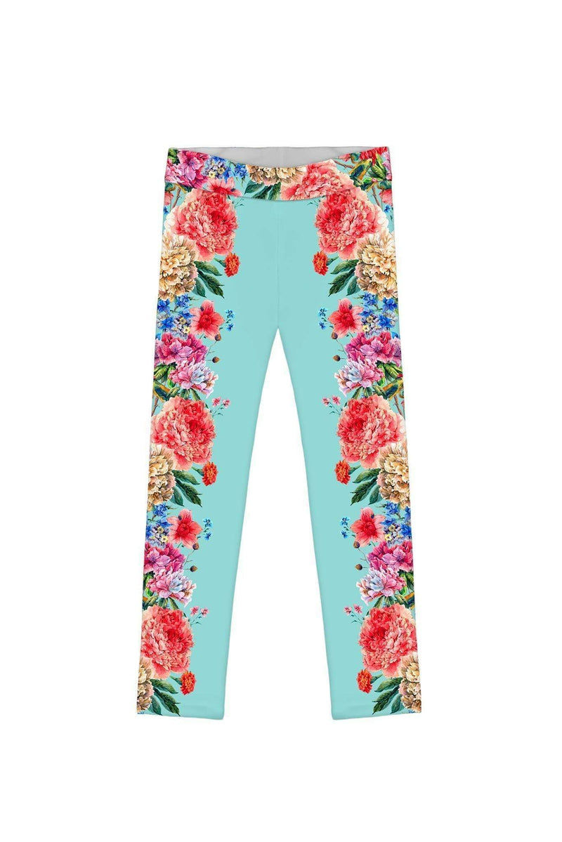 Amour Lucy Blue Floral Print Cute Eco Leggings - Girls-Amour-18M/2-Blue/Red-JadeMoghul Inc.