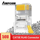 AMPCOM CAT5e RJ45 Connector 8P8C Modular Ethernet Cable RJ 45 Ends Ethernet Cable Crimp Connectors UTP Network Plug AExp