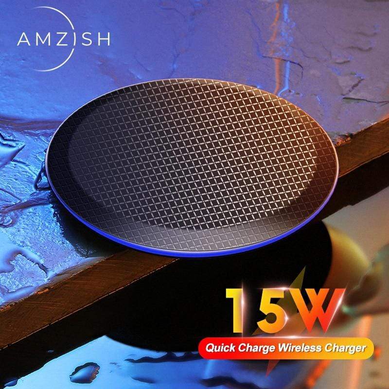 amzish 15W Fast QI Wireless Charger For iPhone 11 Pro 8 X XR XS Max 15W USB Quick Wireless Charging Pad For Samsung S10 S9 Note9 AExp