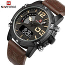 Analog LED Men Leather Quartz Wrist Watch-Black Yellow-JadeMoghul Inc.