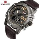 Analog LED Men Leather Quartz Wrist Watch-khaki-JadeMoghul Inc.
