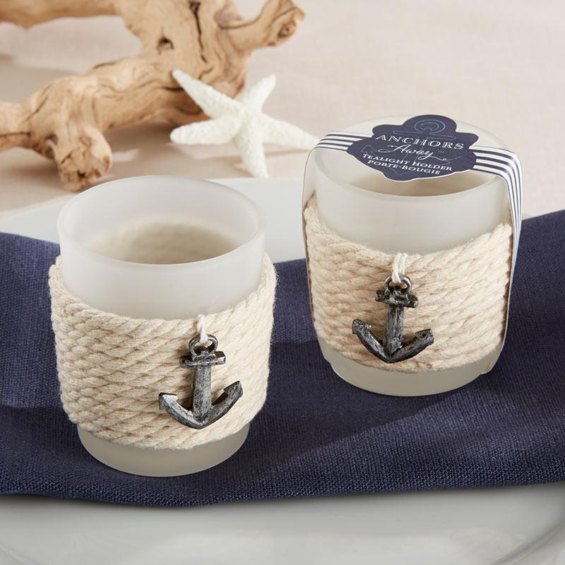 "Anchors Away" Rope Tea Light Holder (Set of 4)-Boy Wedding / Ring bearer-JadeMoghul Inc.