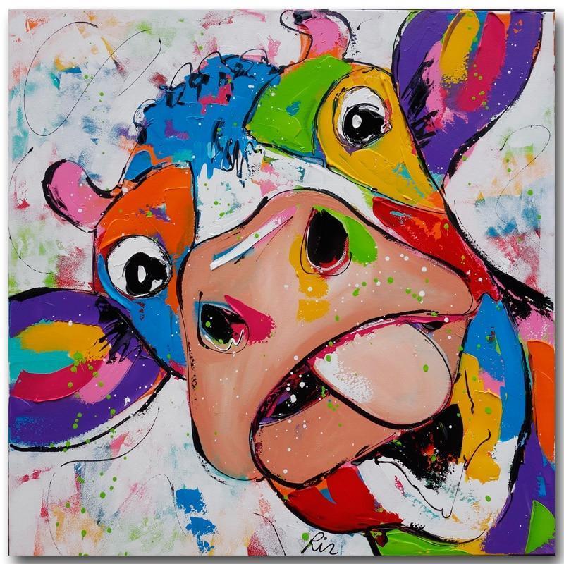Animal Canvas Paintings Modern Cow Oil Paintings For Living Room Decoration Wall Art Print Posters Decoration Pictures no Framed-8x8-JadeMoghul Inc.