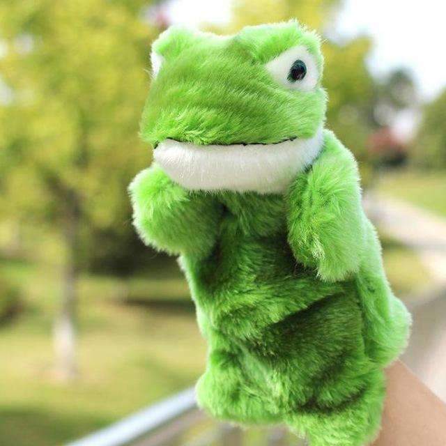 Animal Plush Hand Puppet Doll Toys Pig Cat Owl Monkey Dog Rabbit Shark Bear Puppet Kids Soft Kukla Toys Marionnette-Frog-25cm to 30cm-JadeMoghul Inc.