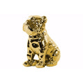 Animal Statue Sitting British Bulldog Figurine with Collar - Gold - Benzara Benzara