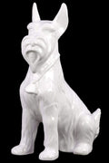 Animal Statues Sitting Scottish Terrier Dog Figurine In Ceramic, White Benzara