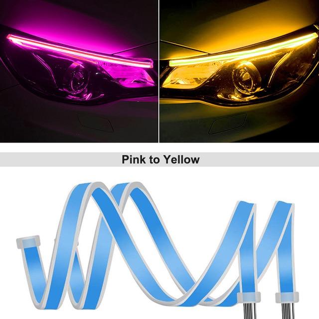 ANMINGPU 1pair Bright Flexible DRL LED Strip Turn Signal White Yellow Sequential LED Daytime Running Lights for Cars Headlight JadeMoghul Inc. 
