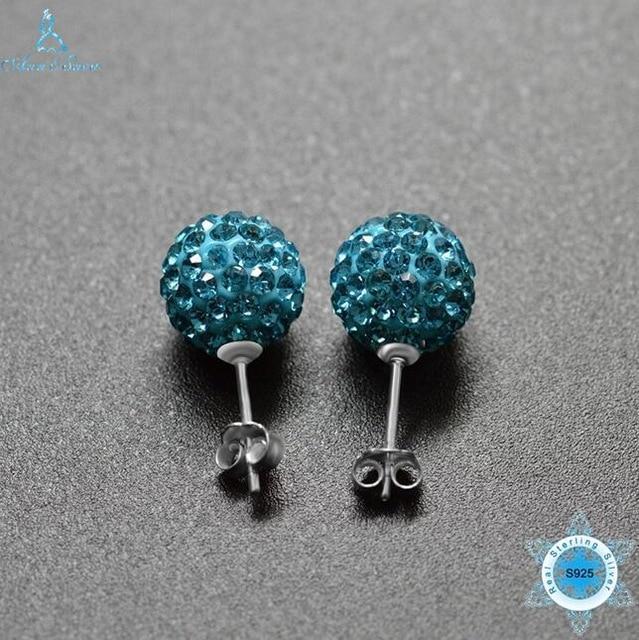 Ann & Snow 925 Sterling Silver Stud Earrings Crystals Ball Beads Fine Jewelry For Women Cute Style AAA CZ Stone 2018 New Design-turquoise-JadeMoghul Inc.