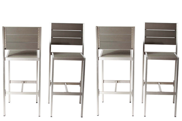 Anodized Aluminum Armless Barstools (Set of 4)-Bar Stools and Counter Stools-GRAY-Anodized Aluminum And Plastic lumber-JadeMoghul Inc.