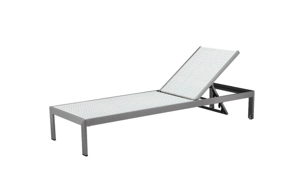 Anodized Aluminum Modern Lounger With Wheels, White-Outdoor Chaise Lounges-WHITE-Anodized Aluminum And Rattan-JadeMoghul Inc.