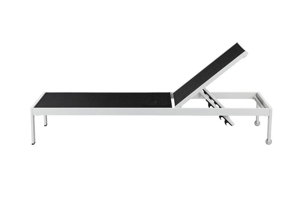 Anodized Aluminum Modern Patio Lounger In White and Black-Outdoor Chaise Lounges-White and Black-Aluminum-JadeMoghul Inc.