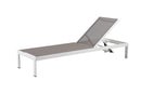 Anodized Aluminum Modern Patio Lounger In White and Gray-Outdoor Chaise Lounges-White and Gray-Aluminum-JadeMoghul Inc.