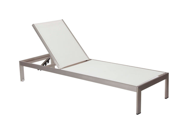 Anodized Aluminum Modern Patio Lounger In White-Outdoor Chaise Lounges-White-Aluminum-JadeMoghul Inc.