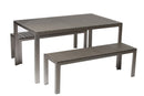 Anodized Aluminum Table And Bench Set In Gray (Set of 3)-Living Room Furniture Sets-GRAY-Anodized Aluminum And Plastic lumber-JadeMoghul Inc.