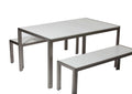 Anodized Aluminum Table And Bench Set In White (Set of 3)-Living Room Furniture Sets-WHITE-Anodized Aluminum And Plastic lumber-JadeMoghul Inc.