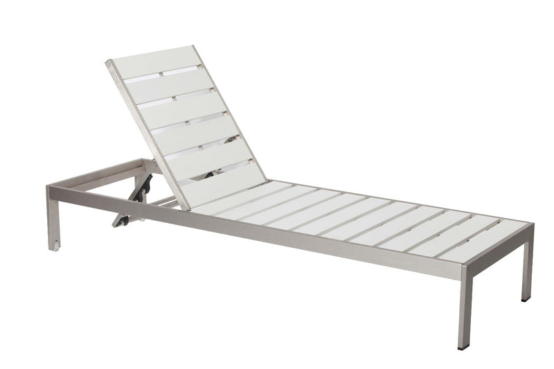 Anodized Aluminum Wheeled Lounger, White-Outdoor Chaise Lounges-WHITE-Anodized Aluminum And Plastic lumber-JadeMoghul Inc.