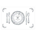 Antique Chic Personalized Paper Place Mat - Floral Frame Charcoal (Pack of 1)-Weddingstar-Charcoal-JadeMoghul Inc.
