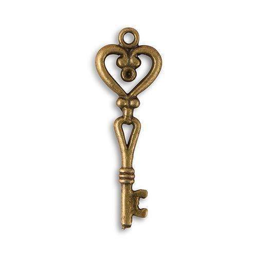 Antique Key Charm Style 2 - Heart Shape (Pack of 12)-Favor-JadeMoghul Inc.