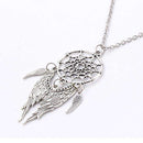 Antique Silver Color Alloy Girl Chain necklaces For Women Vintage Retro Dream Catcher Leaves Pendant Necklace Jewelry collares-32LL25-JadeMoghul Inc.