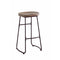 Antique Wood And Metal Bar Stool with Saddle Seat, Brown And Black-Bar Stools and Counter Stools-Brown And Black-Wood & Metal-JadeMoghul Inc.
