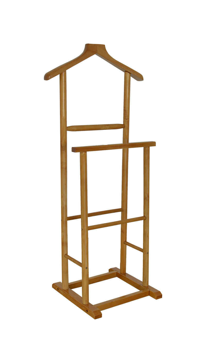 Antiqued Double Men Suit Valet Stand with Suit Hanger by Urban Port-Clothes Hangers-brown-Oak-JadeMoghul Inc.