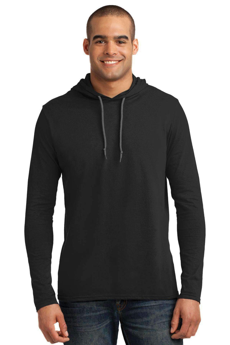 Anvil 100% Combed Ring Spun Cotton Long Sleeve Hooded T-Shirt. 987-Sweatshirts/Fleece-Black/ Dark Grey-3XL-JadeMoghul Inc.