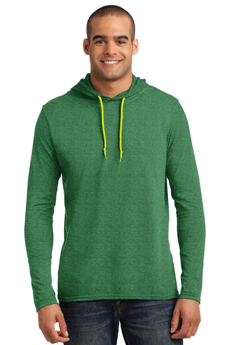 Anvil 100% Combed Ring Spun Cotton Long Sleeve Hooded T-Shirt. 987-Sweatshirts/Fleece-Heather Green/ Neon Yellow-3XL-JadeMoghul Inc.