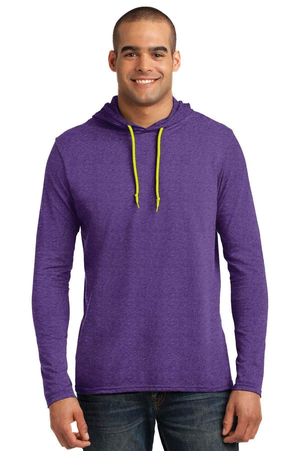 Anvil 100% Combed Ring Spun Cotton Long Sleeve Hooded T-Shirt. 987-Sweatshirts/Fleece-Heather Purple/ Neon Yellow-3XL-JadeMoghul Inc.