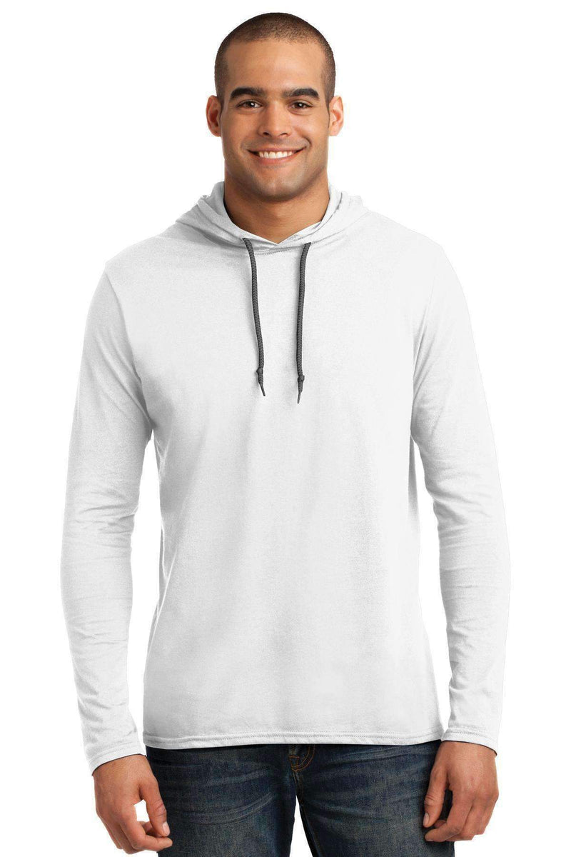 Anvil 100% Combed Ring Spun Cotton Long Sleeve Hooded T-Shirt. 987-Sweatshirts/Fleece-White/ Dark Grey-3XL-JadeMoghul Inc.
