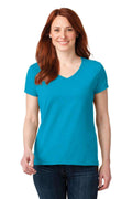 Anvil Ladies 100% Combed Ring Spun Cotton V-Neck T-Shirt. 88VL-T-shirts-Caribbean Blue-2XL-JadeMoghul Inc.