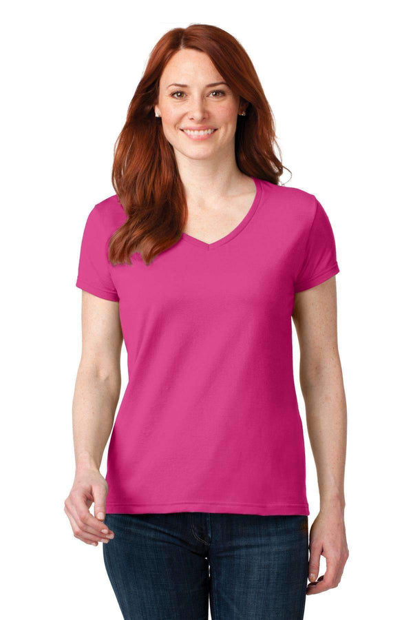 Anvil Ladies 100% Combed Ring Spun Cotton V-Neck T-Shirt. 88VL-T-shirts-Hot Pink-2XL-JadeMoghul Inc.